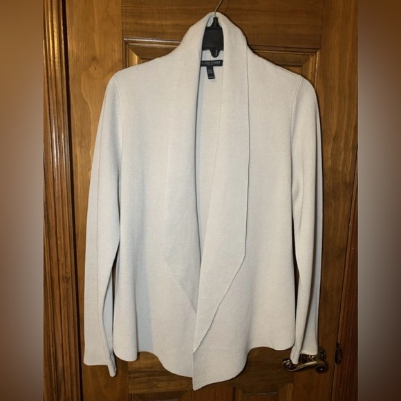 Eileen Fisher Shaped Silk/Organic Cotton Cardigan Sand/Beige Sz PM Quiet Luxury - Picture 1 of 7